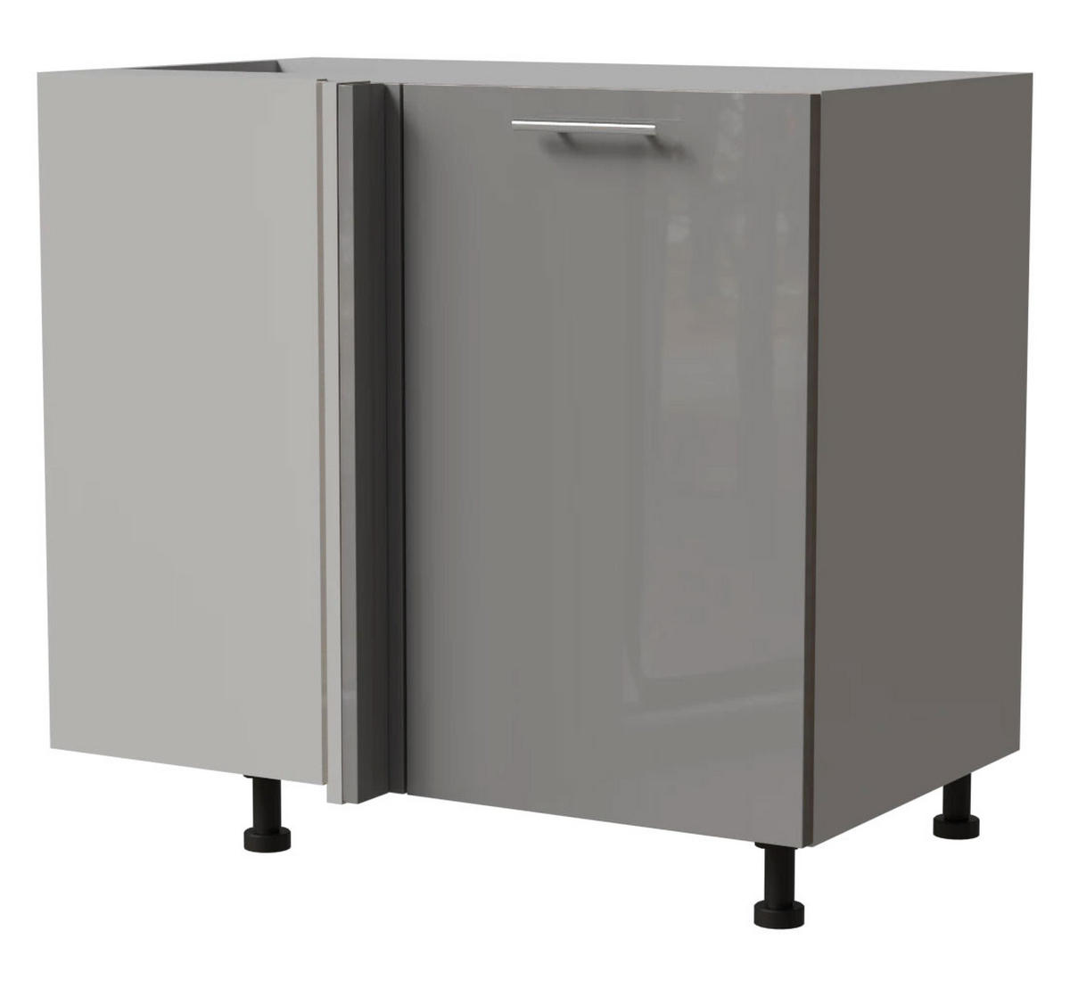 ECK-KÜCHENSCHRANK Essen D13U/90 Grau Hochglanz / Grau Matt 90 / 50 / 82cm - Grau, Holz/Holzwerkstoff (90/82/50cm) - Feldmann-Wohnen