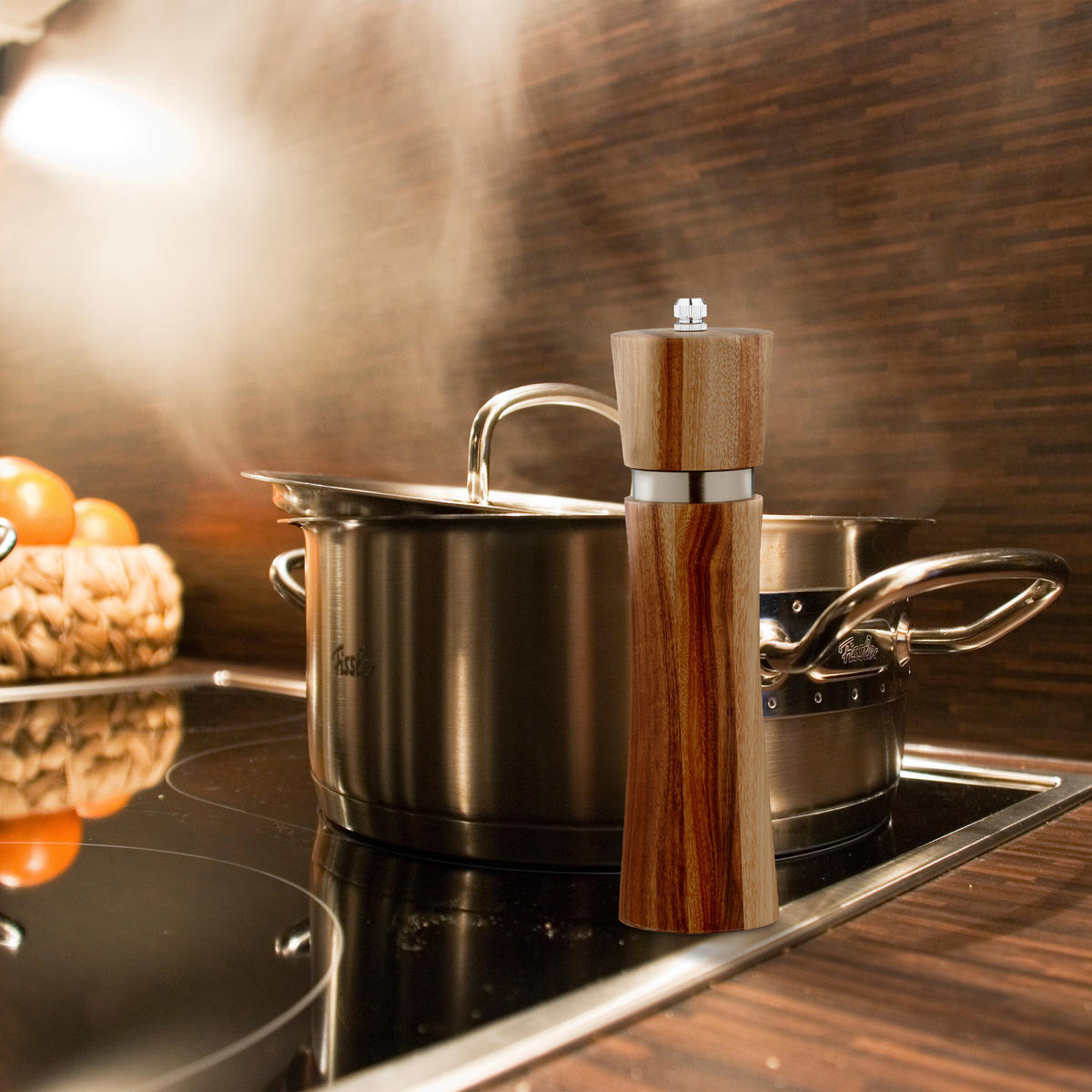 4-tlg.GEWÜRZMÜHLEN-SET - Braun, Holz/Keramik (15/22/7cm) - Relaxdays