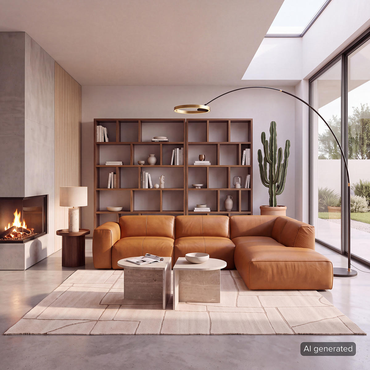 3-SITZER ECKSOFA mit Recamiere - Cognac/Schwarz, Leder/Kunststoff (295/231cm) - home24