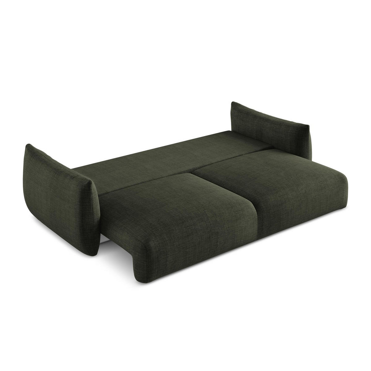 3-SITZER SOFA mit Schlaffunktion Strukturstoff Grün - Schwarz/Olivgrün, Holzwerkstoff/Kunststoff (230/90/105cm) - LaMiaSofa