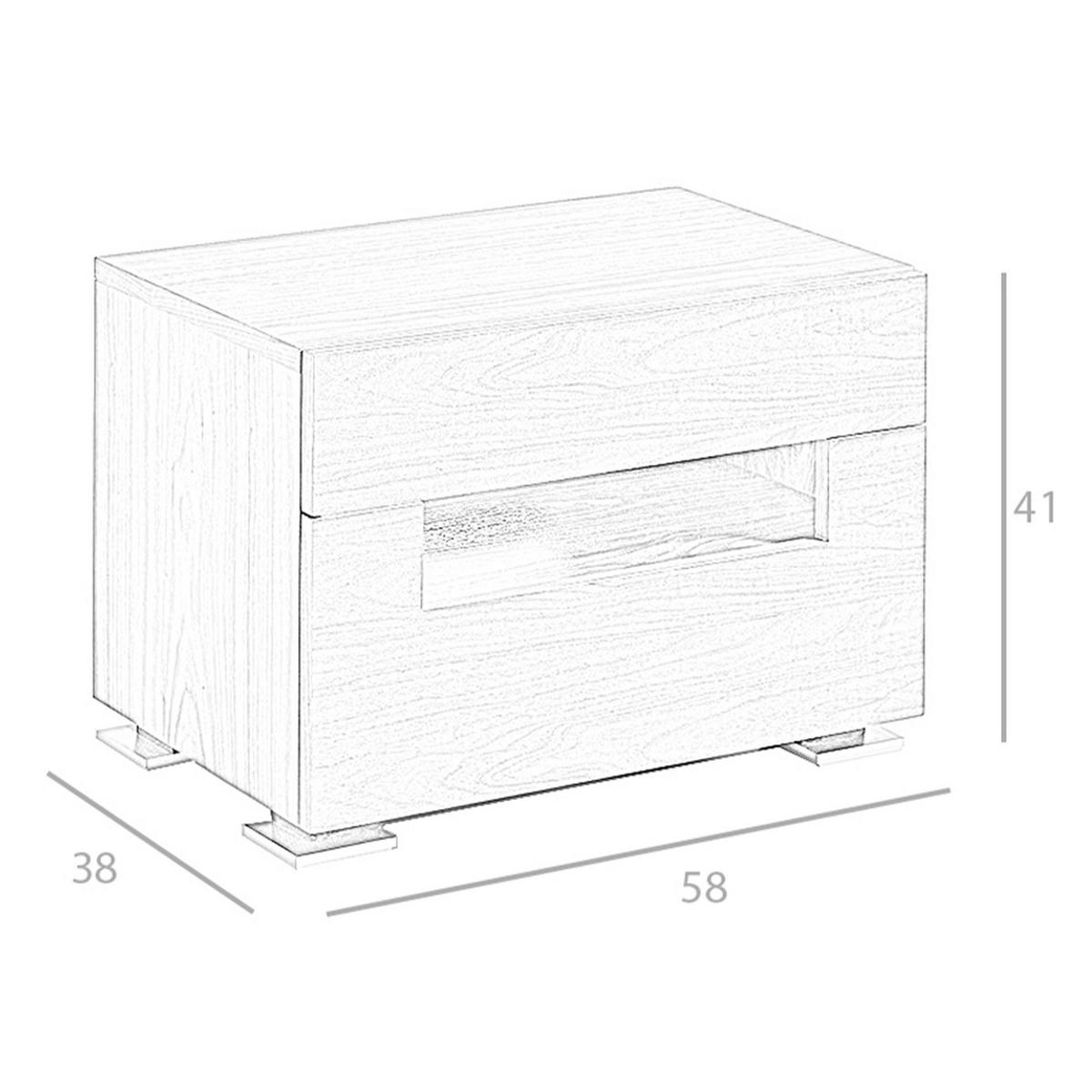 NACHTTISCH Nussbaum und polierter Stahl mit Innenbeleuchtung - Edelstahlfarben/Silberfarben, Holzwerkstoff/Metall (58/41/38cm) - ANGEL CERDA