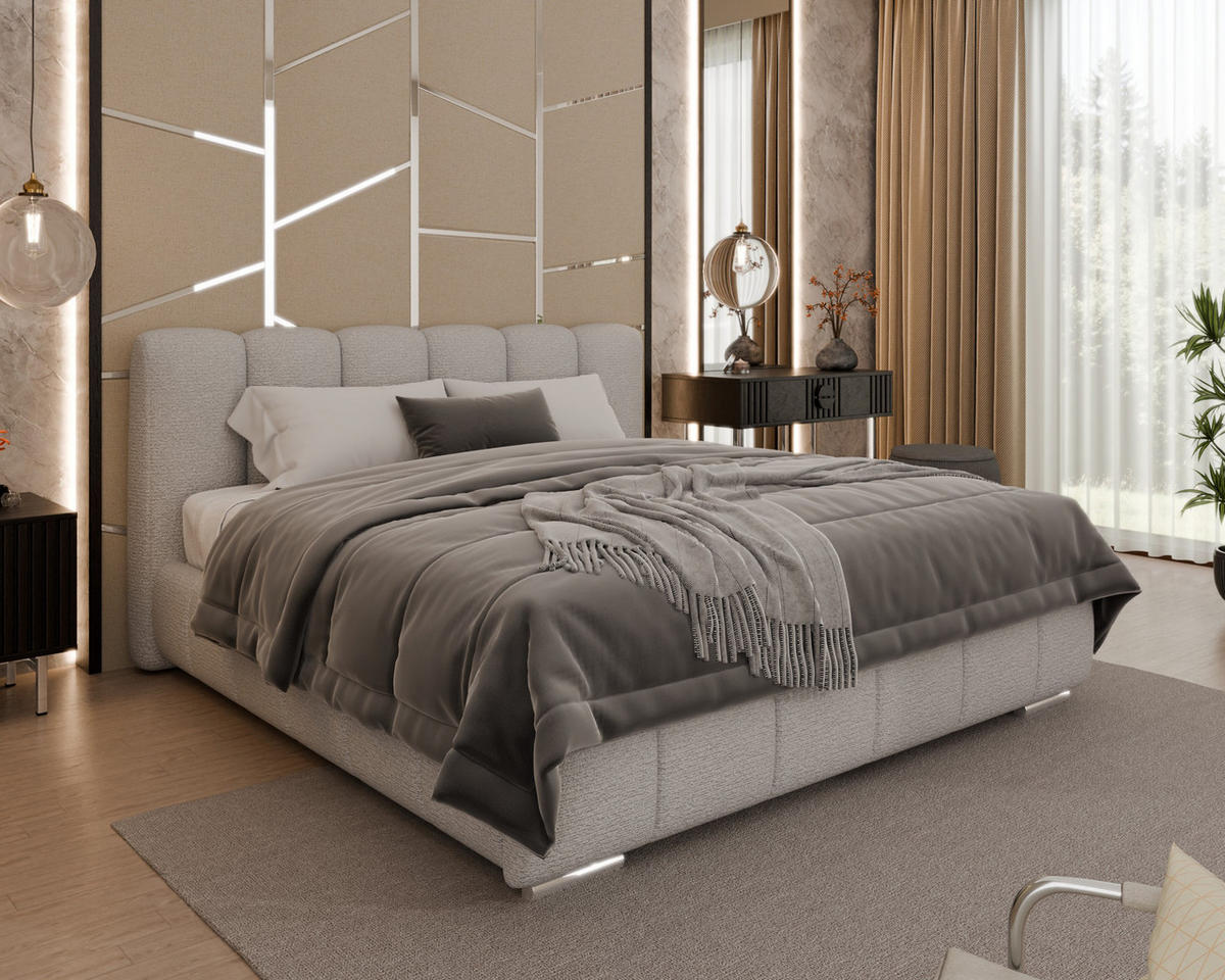 POLSTERBETT Zaira 180x200cm – Elegantes Polsterbett für modernen Wohnstil , ohne matratze, Sandfarben - Sandfarben, Holz (180/200cm) - Homesy