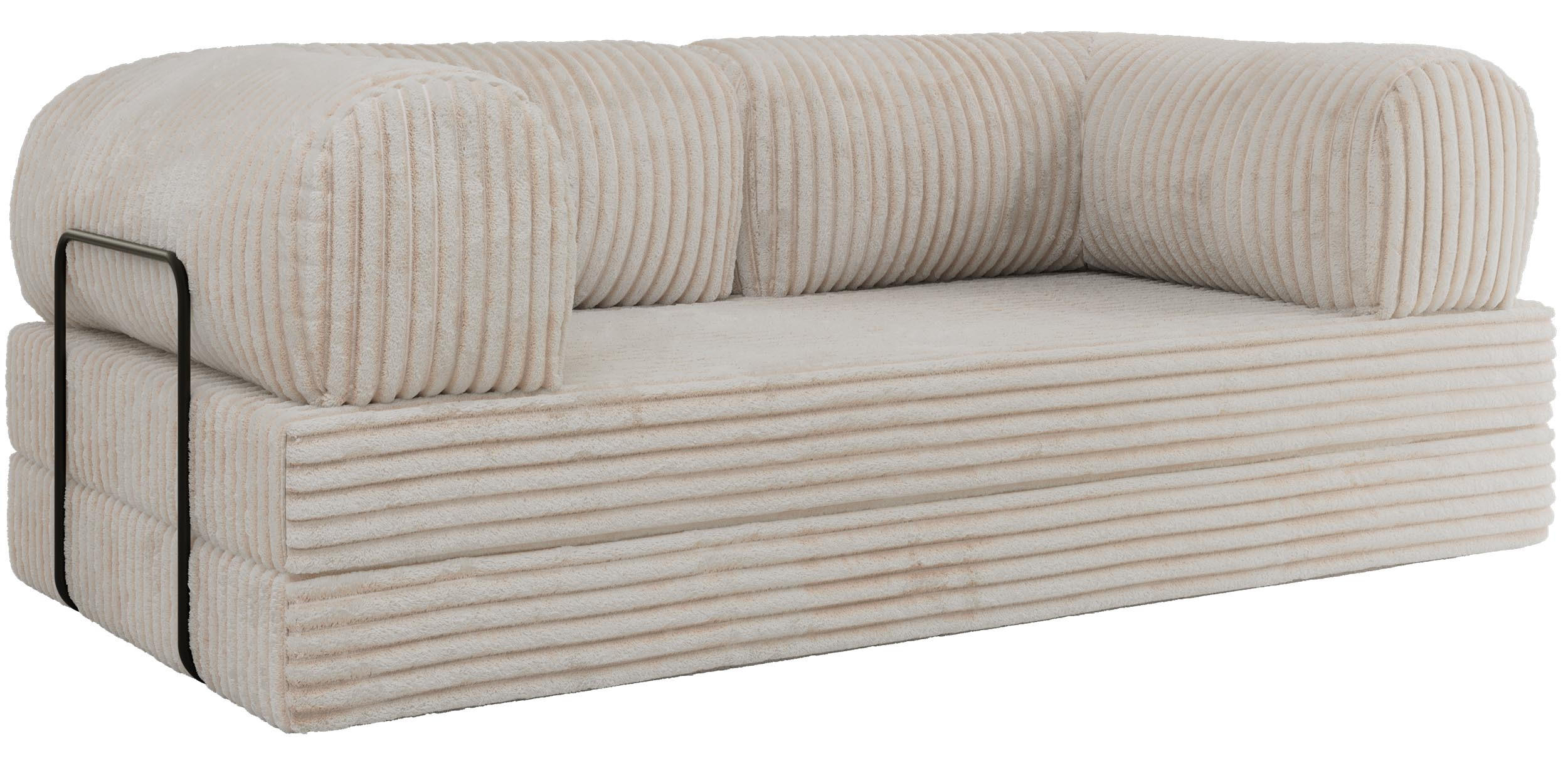 TŘÍMÍSTNÁ POHOVKA ORSETTO - Béžová Manšestr - černá/béžová, kov/textil (200/70/100cm) - MKS