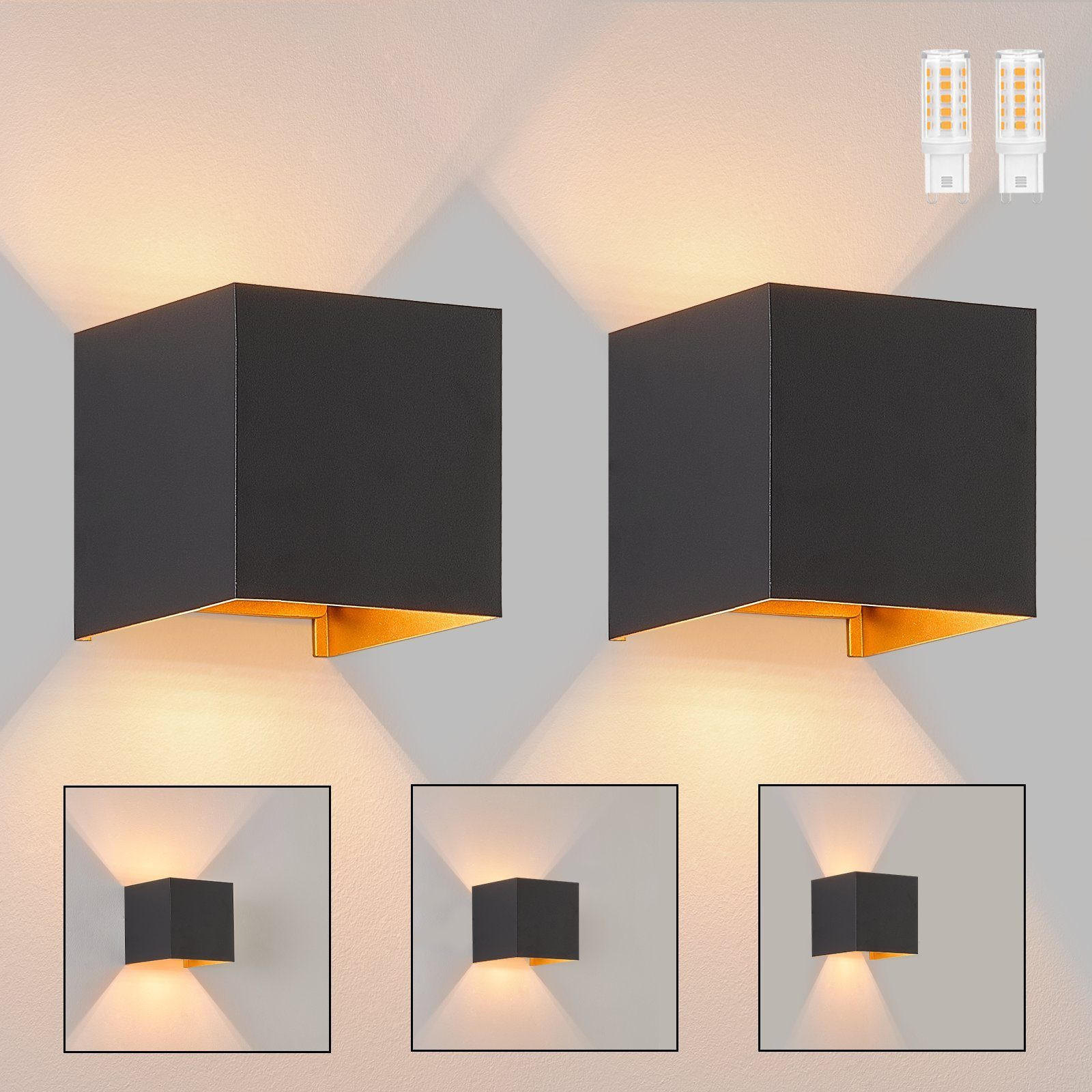 WANDLEUCHTE Inspir 2er-Set - Goldfarben/Schwarz, Metall (10/10/10cm) - Nettlife