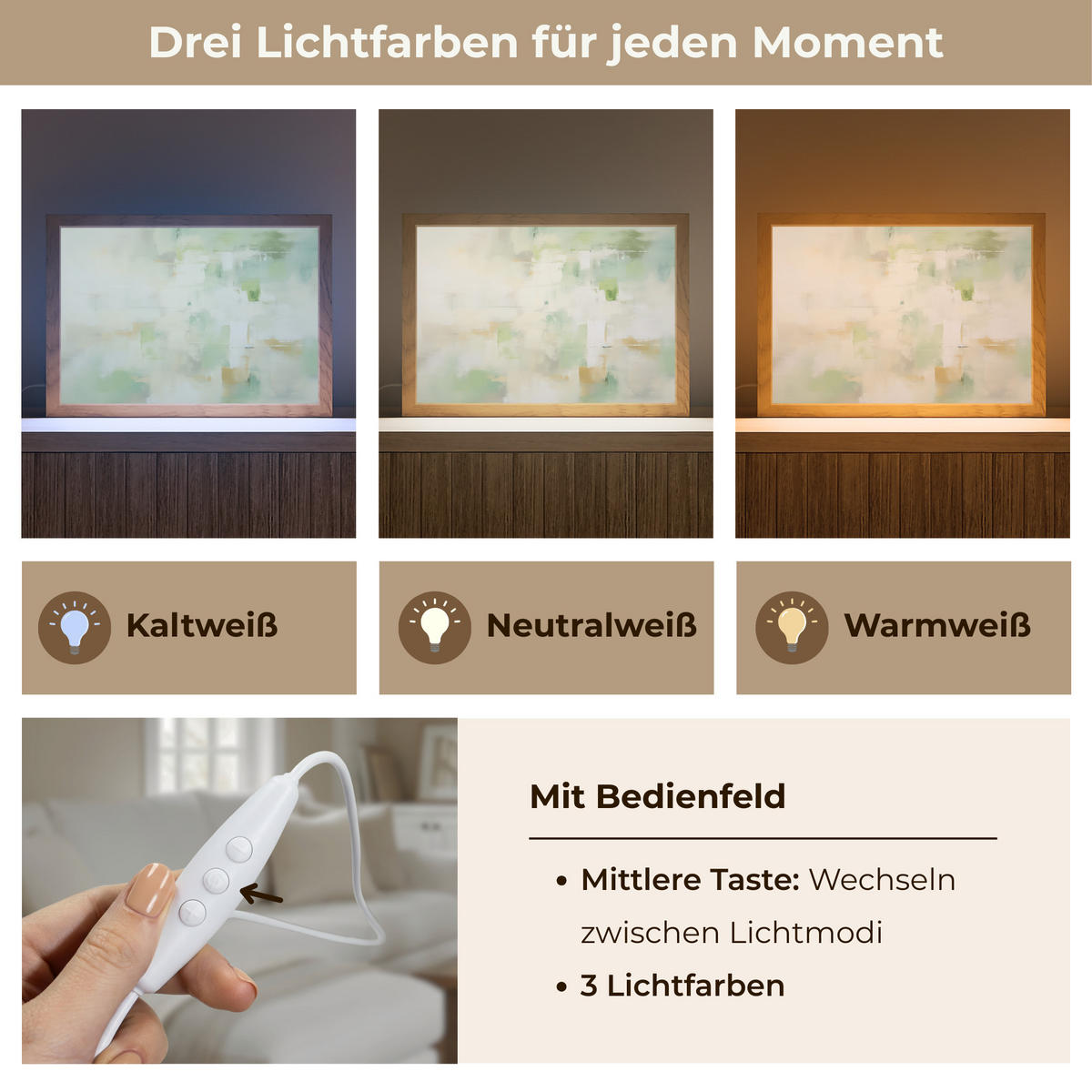TISCHLEUCHTE Abstrakt - Kunst - Weiß - Grün - Modern 30x20 cm - Blau, Holzwerkstoff (8/30/20cm) - OnlyWow