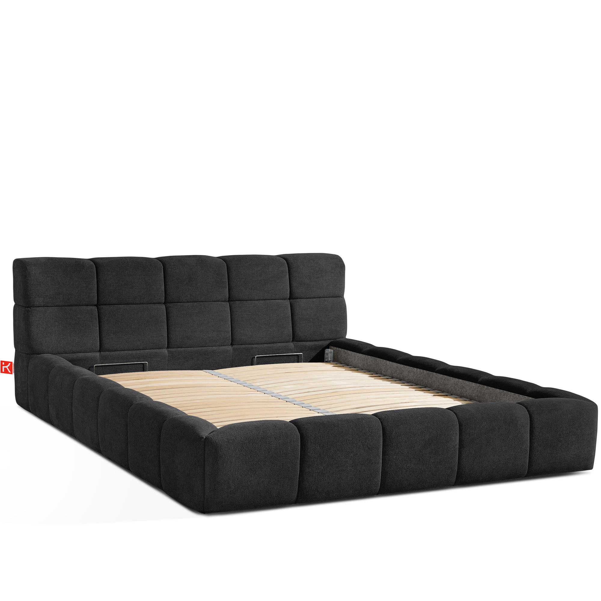 POLSTERBETT AERI mit Rahmen, anthrazit - Anthrazit, Holz/Holzwerkstoff (180/200cm) - KONSIMO®