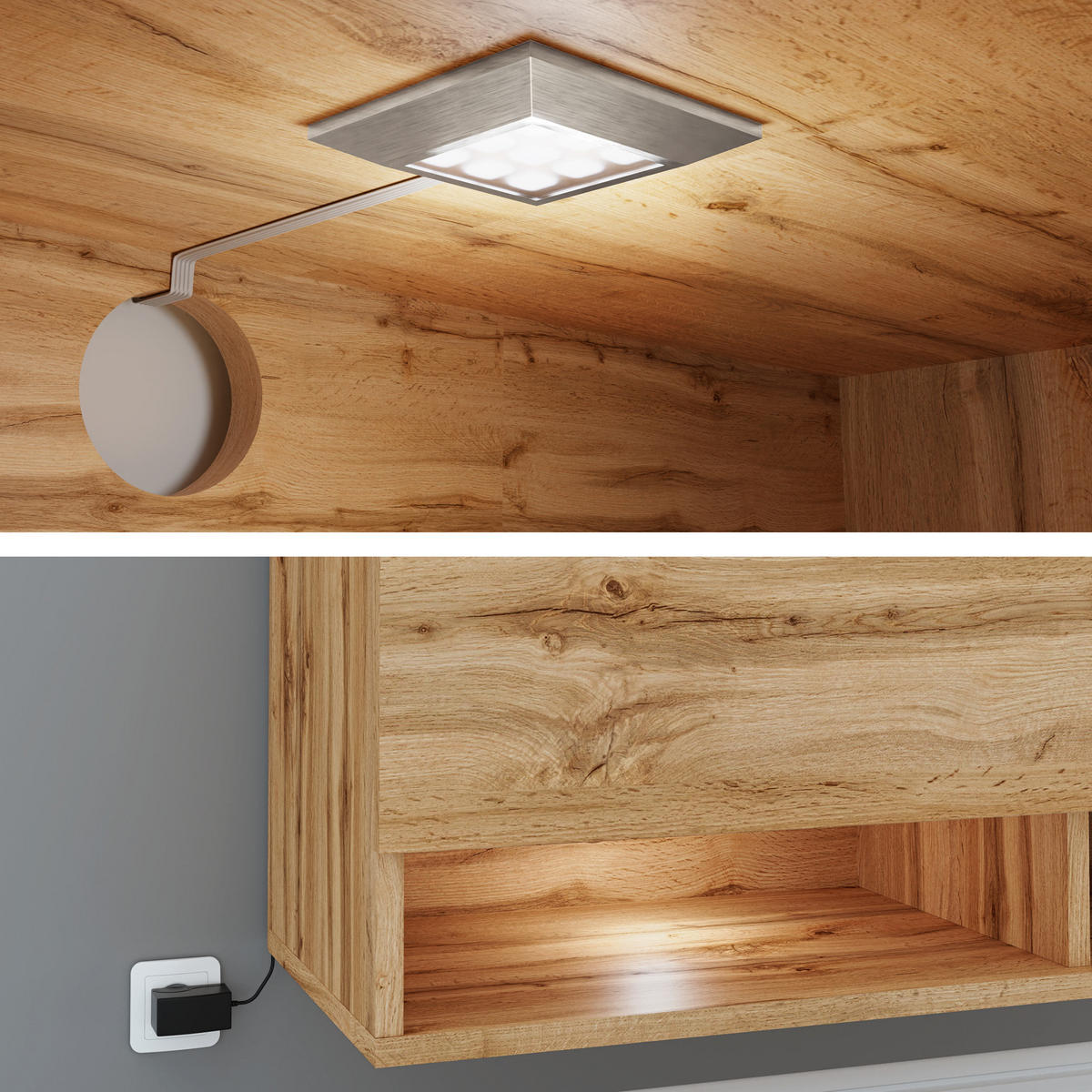TV-LOWBOARD A180 MDF mit RGB LED Beleuchtung - Alufarben/Weiß, Holzwerkstoff/Kunststoff (180/30/33cm) - MIRJAN24
