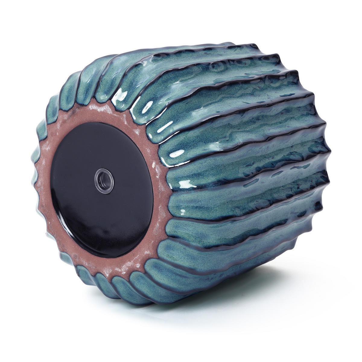KERAMIK Blumentopf Blauer Durchmesser 21 cm, Höhe 21,5 cm - Blau, Keramik (21cm) - Hometopia