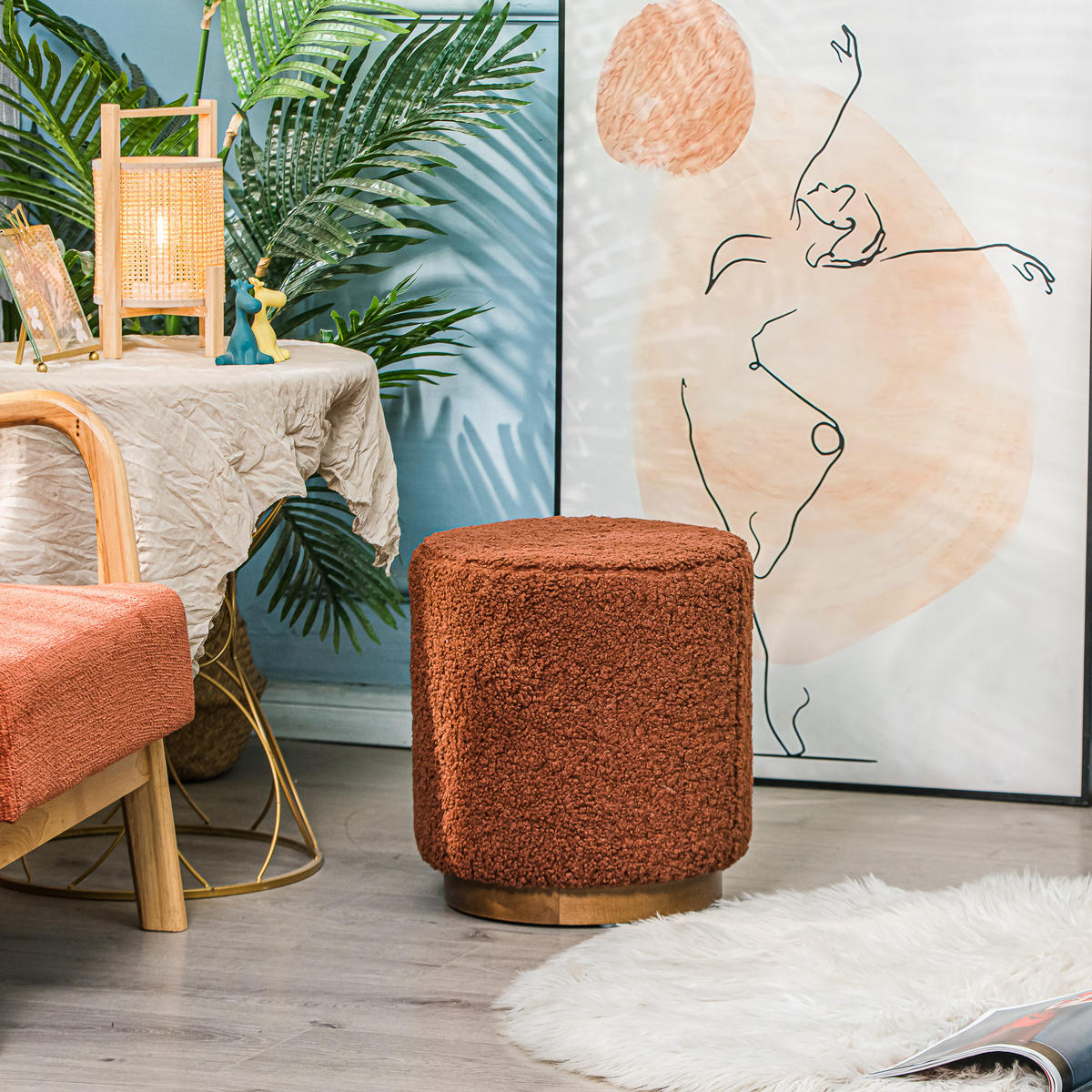 POUF Wolle Terrakotta - Rot, Textil (35/42/35cm) - Nordlys