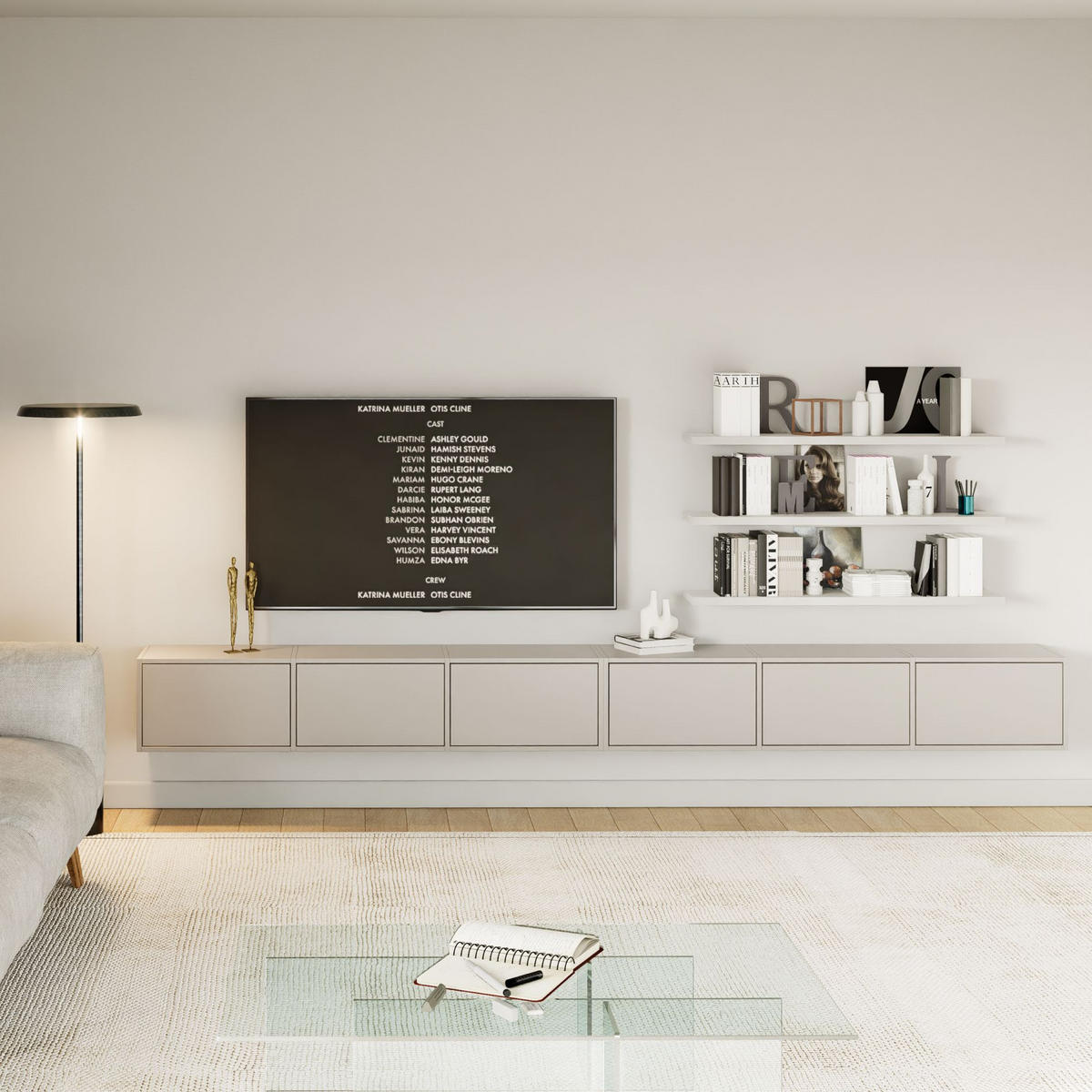 TV-LOWBOARD Framme hängend Kaschmirgrau 300 cm - Kaschmir, Holzwerkstoff (300.2/30/30cm) - Selsey