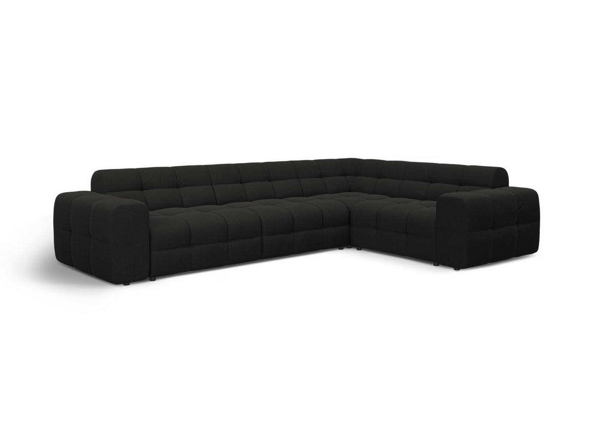 ECKSOFA rechts Kendal aus strukturiertem Stoff schwarz 6 Sitzplätze - Schwarz, Textil (231/332cm) - Micadoni