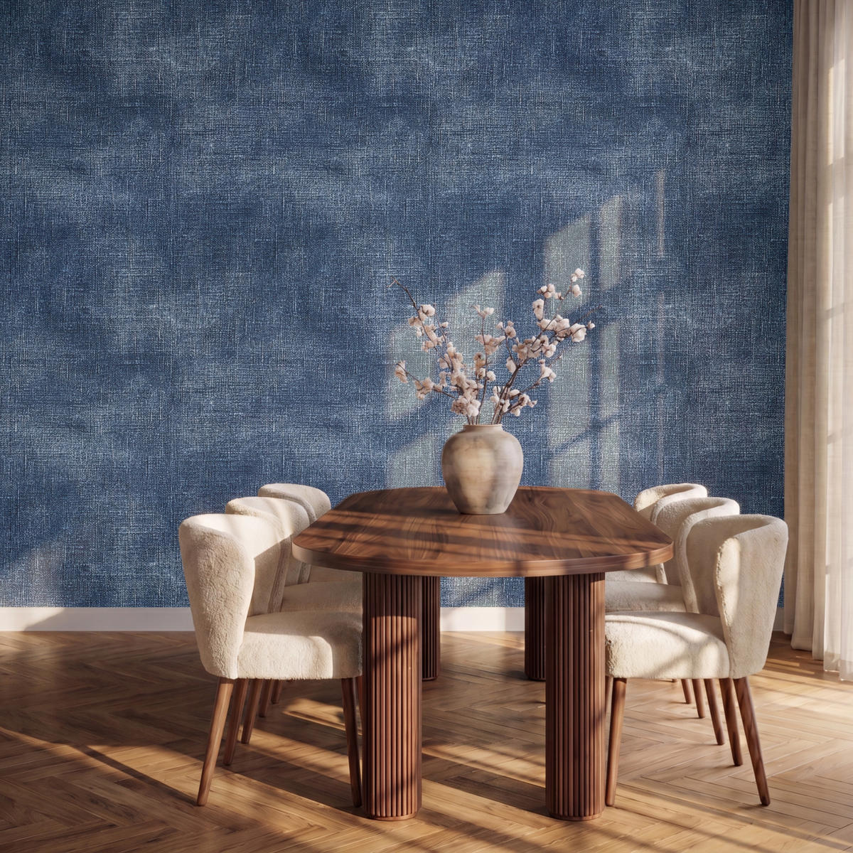 TAPETE - Leinen - Textur - Muster - Denim - Rustikal - 300x220 cm - Blau, Papier (300/220cm) - OnlyWow