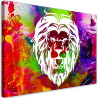 LEINWANDBILD Bunte Löwe Abstraktion - Multicolor, Textil (60/40cm) - Feeby