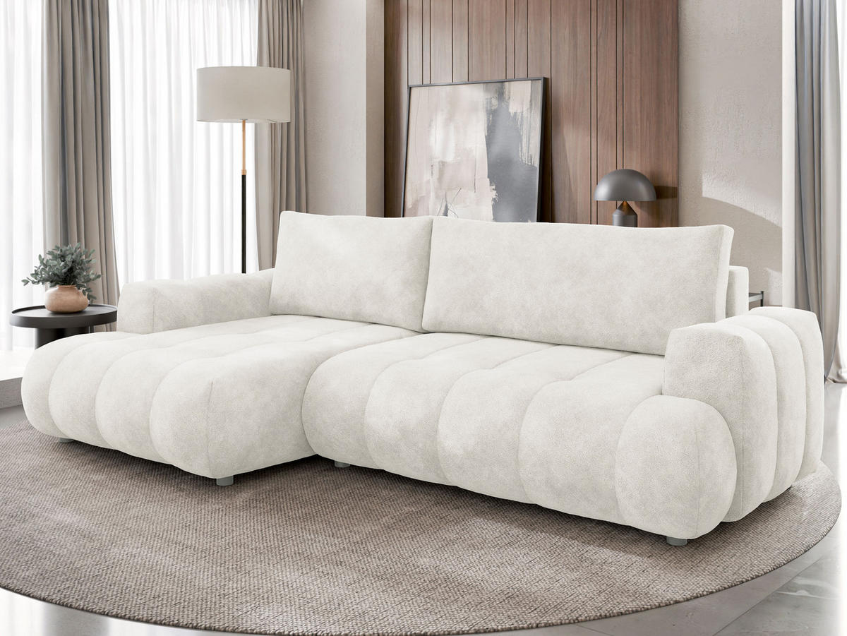 ECKSOFA Haiti, Seite: Links LC+2R - Creme/Schwarz, Holz/Textil (276/156cm) - MIRJAN24