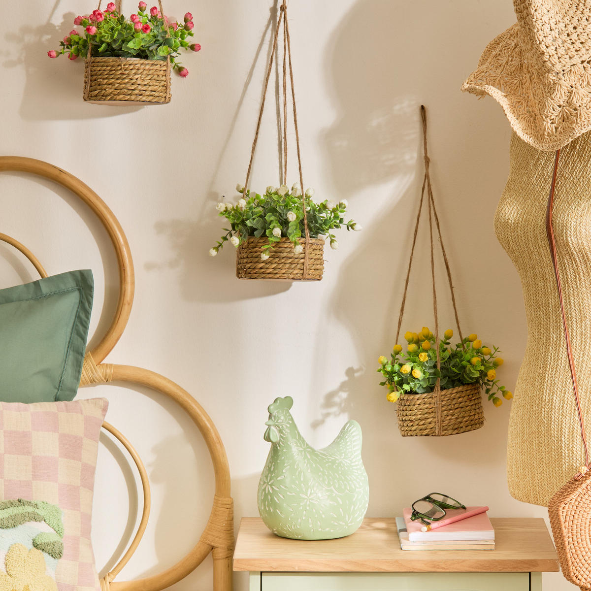 KUNSTROSE hängend Musa Weiß Ø 15 cm, 42 cm - Weiß, Kunststoff (42cm) - Atmosphera Createur d´interieur