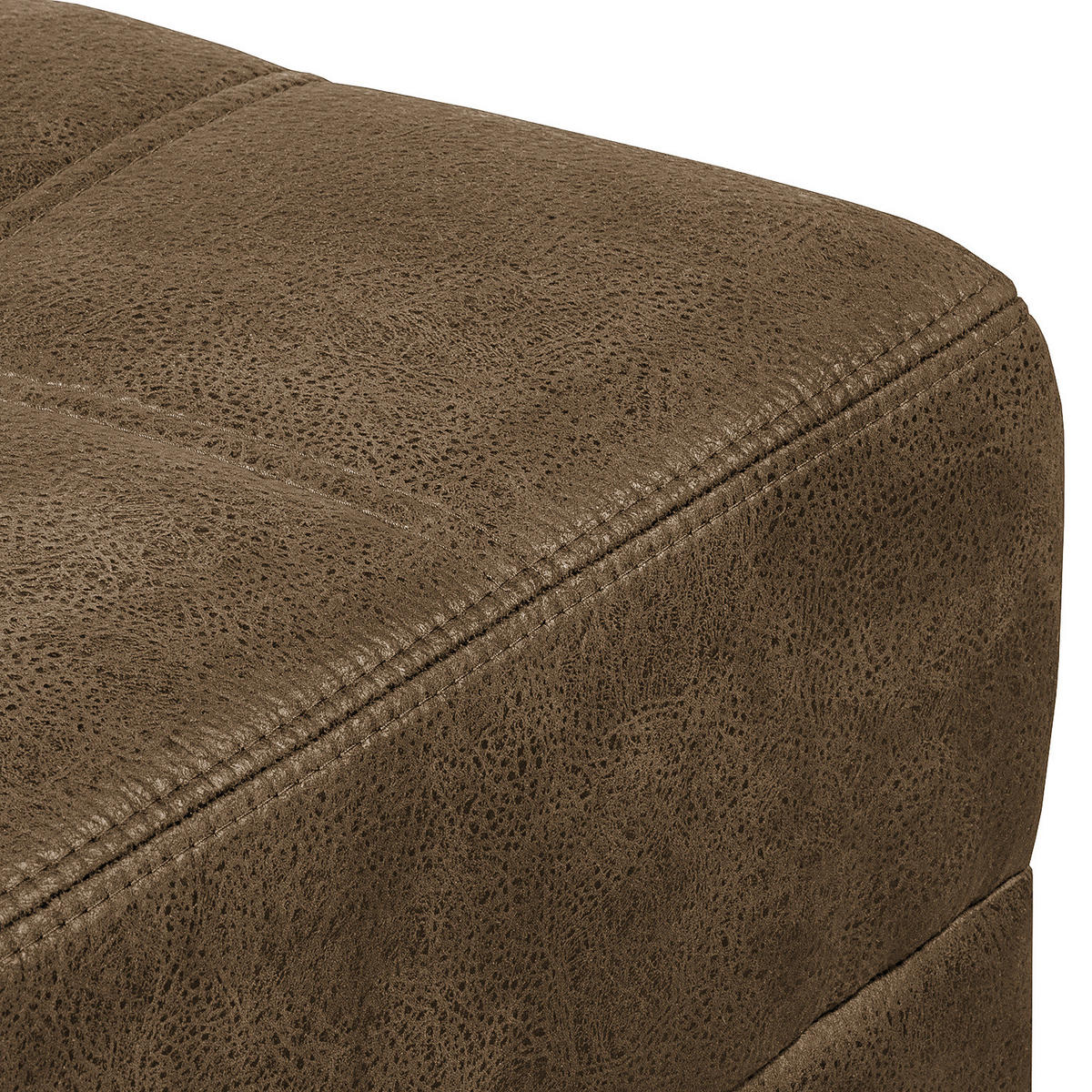 ECKSOFA mit Ottomane - Antiklederlook - Cappuccino, Textil (282/167cm) - home24