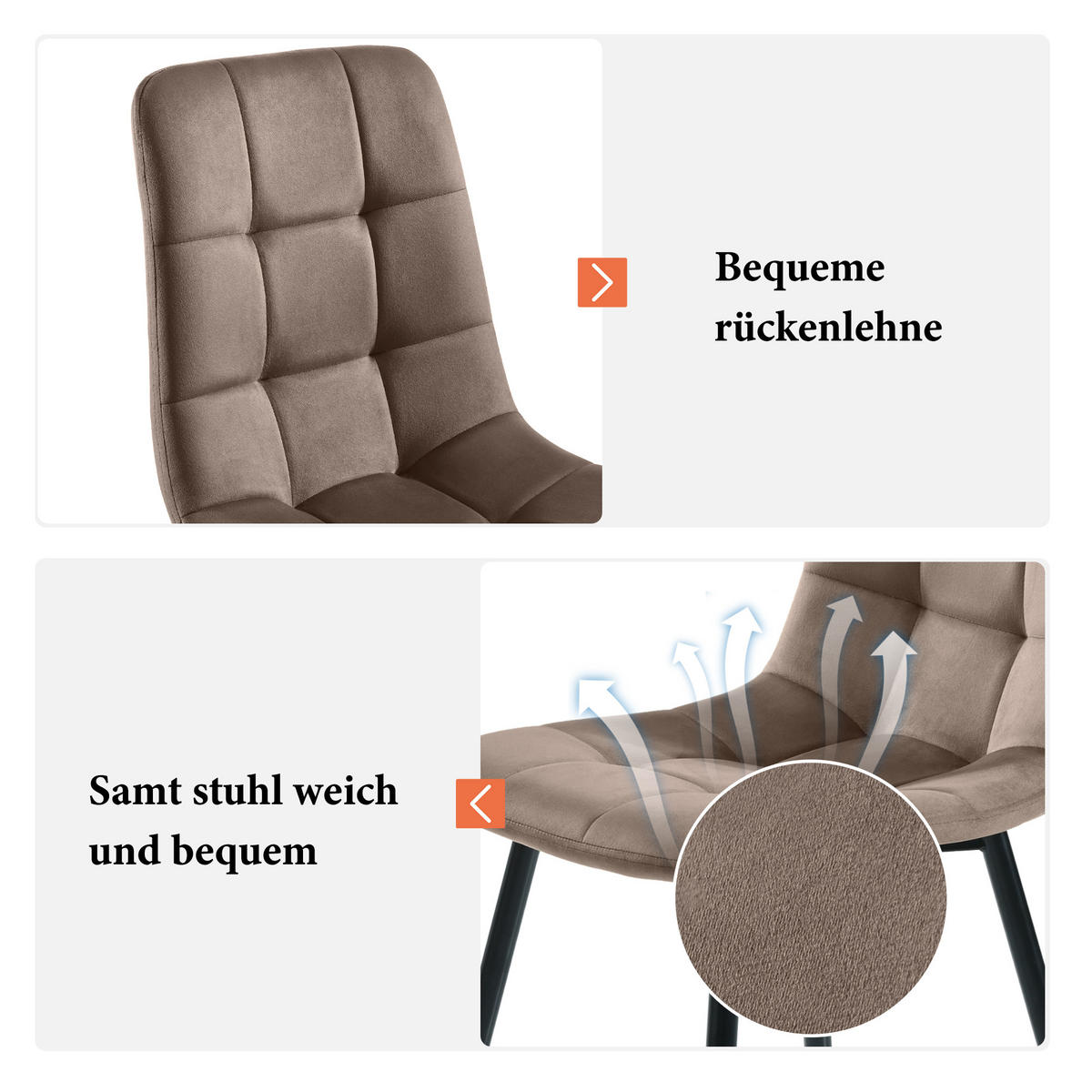 ESSGRUPPE Esstisch 4 Stühle MDF Grau Braun 140x80cm - Braun, Holzwerkstoff (140/75/80cm) - FLIEKS