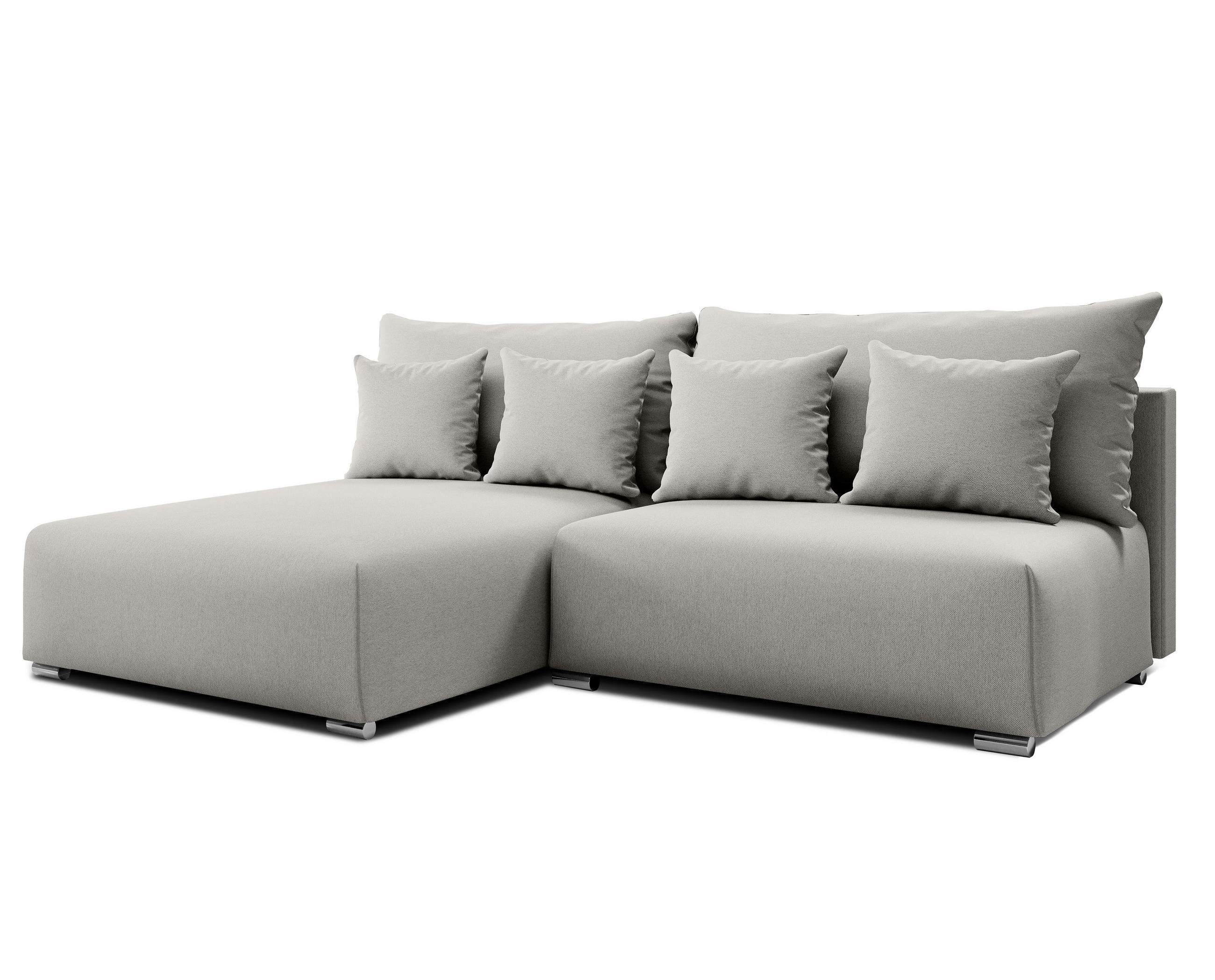 ECKSOFA L Form Ederra Hellgrau 208/190/91 cm – großes Sofa mit Schlaffunktion L - Silberfarben/Hellgrau, Textil/Metall (190/208cm) - AX Living