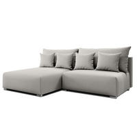ECKSOFA L Form Ederra Hellgrau 208/190/91 cm – großes Sofa mit Schlaffunktion L - Silberfarben/Hellgrau, Textil/Metall (190/208cm) - AX Living