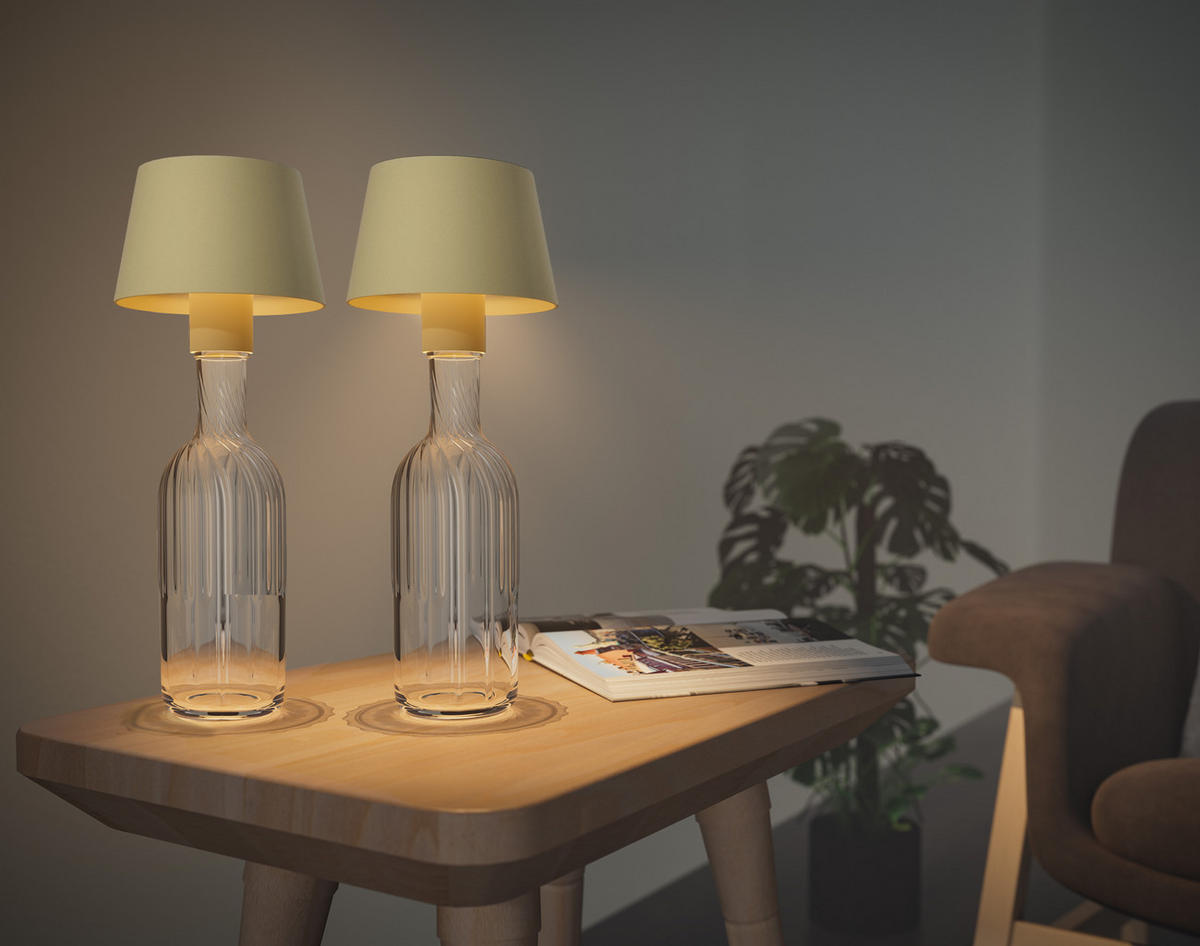 LED-AKKU-TISCHLAMPE - dimmbar mit Touchsensor und warmweißem Licht für drinnen und draußen, 2er-Set - Beige, Metall (11/11/12.5cm) - Northpoint