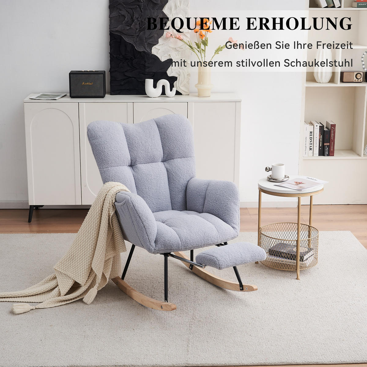 SCHAUKELSTUHL 98/70/98.5 cm Grau mit Einziehbare Fußstütze - Grau, Textil (98/98.5/80cm) - Oxeza