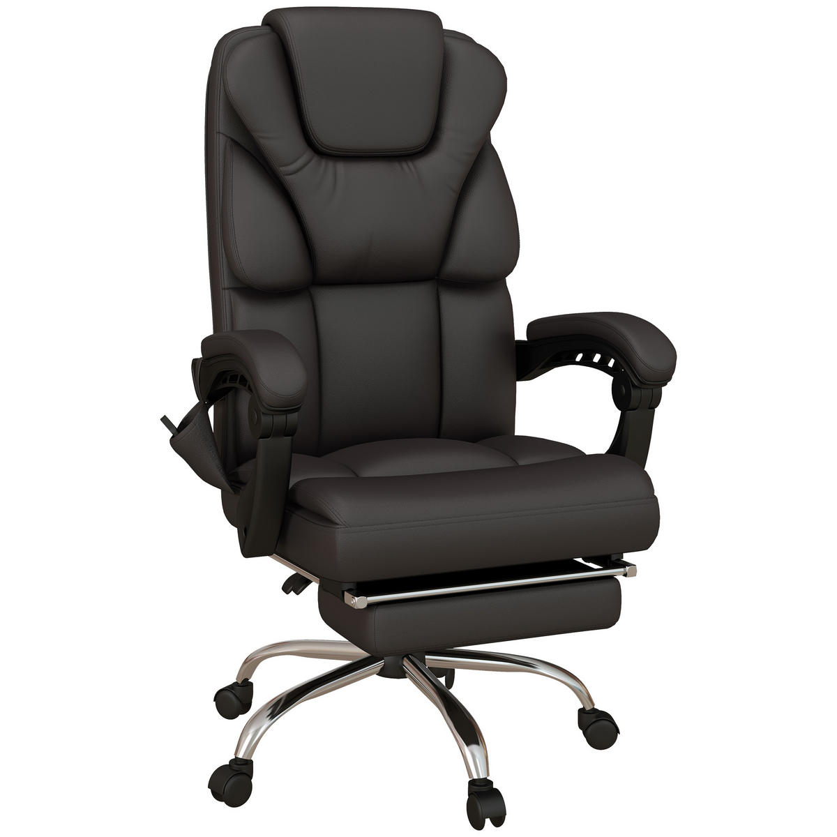 BÜROSTUHL mit Massagefunktion, Schwarz - Braun, Leder (57/126/63cm) - Vinsetto