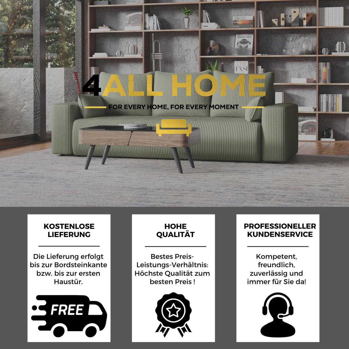 SOFA Bubi mit Bettkasten und Schlaffunktion, Cordstoff - Salbeigrün, Holzwerkstoff (242/85/95cm)