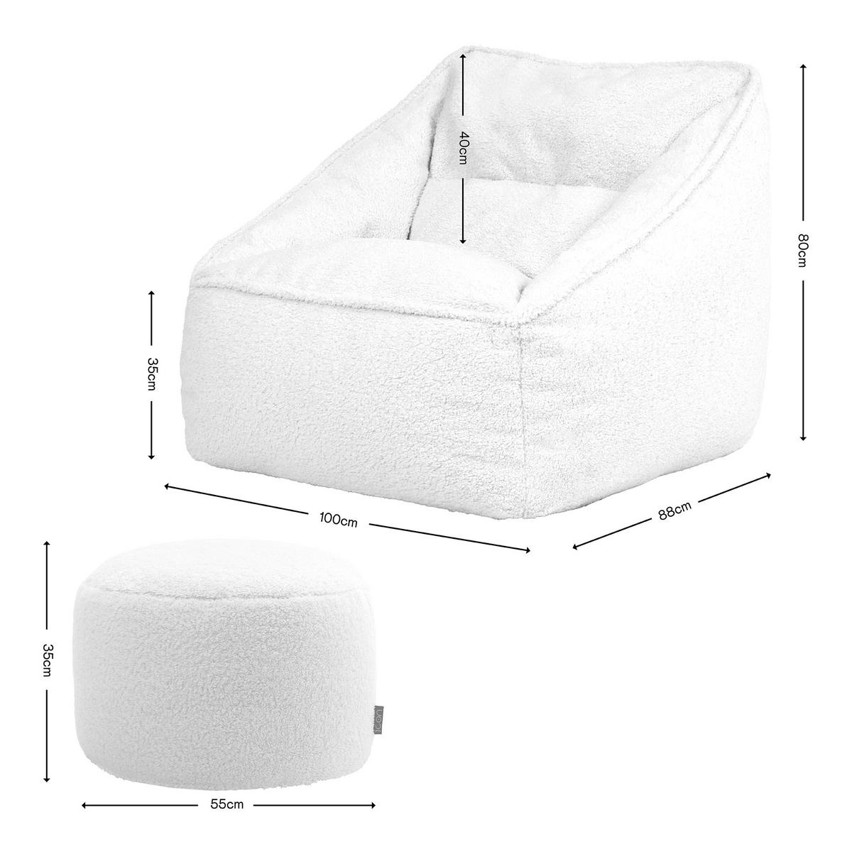SITZSACK Borg-Sessel icon Natalia und Fußhocker-Sitzsack Amara im 2-teiligen Set, naturfarben - Creme, Kunststoff/Textil (100/100/88cm) - icon