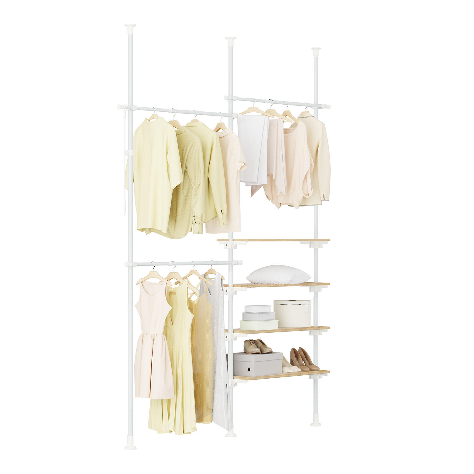SoBuy STOJACÍ VĚŠÁK se 4 policemi Bílá 151x54x214cm Minimalistický