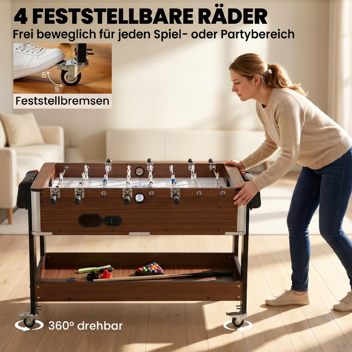 MULTIFUNKTIONS-TISCH MDF Walnuss Weiß - Walnussfarben, Holzwerkstoff (61.5/102.5cm) - SPORTNOW