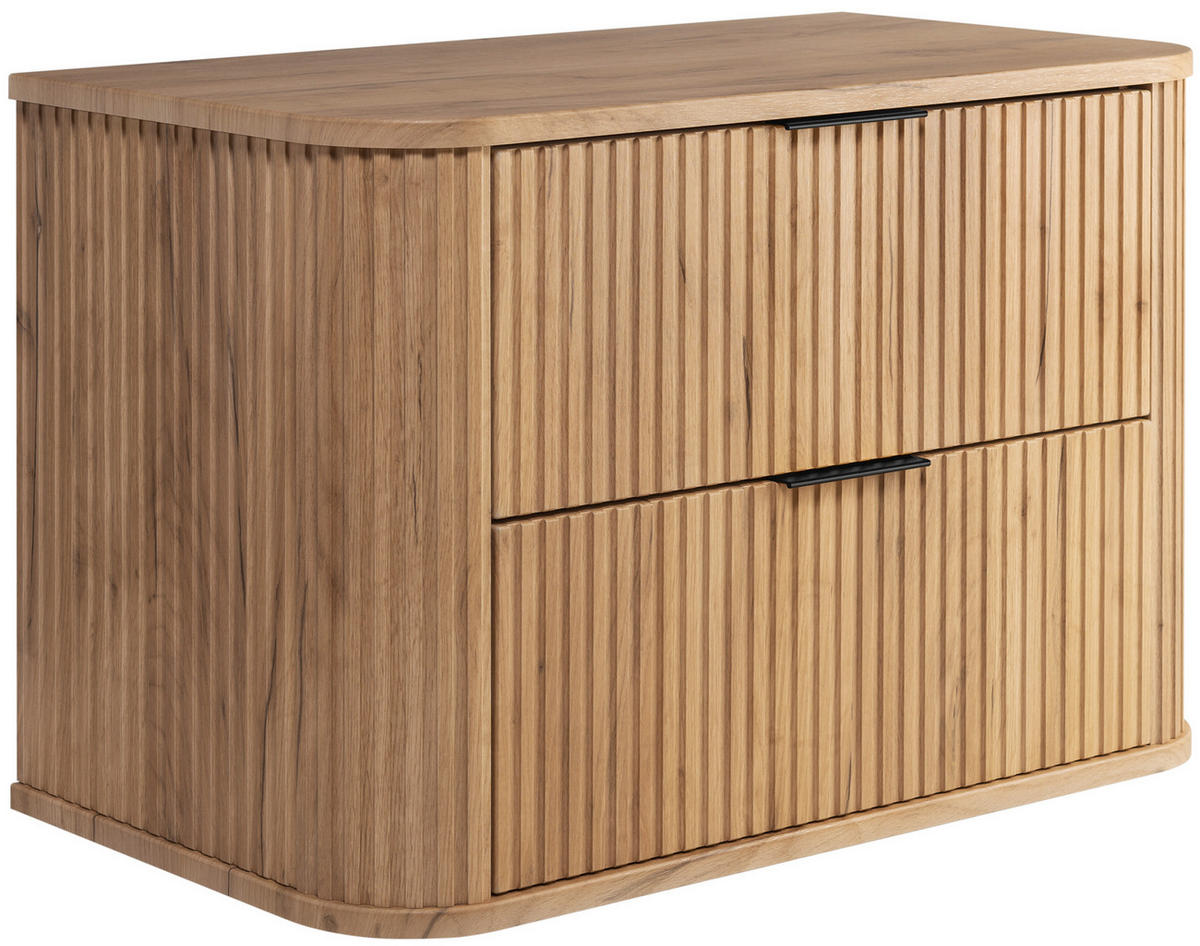 BADEZIMMERSCHRANK, Gold Craft Eiche, Schwarze Griffe, 80,4 x 51,7 x 41,5 cm - Eichefarben/Schwarz, Holzwerkstoff/Kunststoff (80.4/51.7/41.5cm) - 3XE LIVING