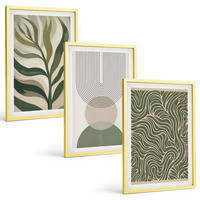 BILDER SET 3er Set - 40x60 cm Goldrahmen - Geometrische Blattformen - Goldfarben, Kunststoff (40/60cm) - TULUP