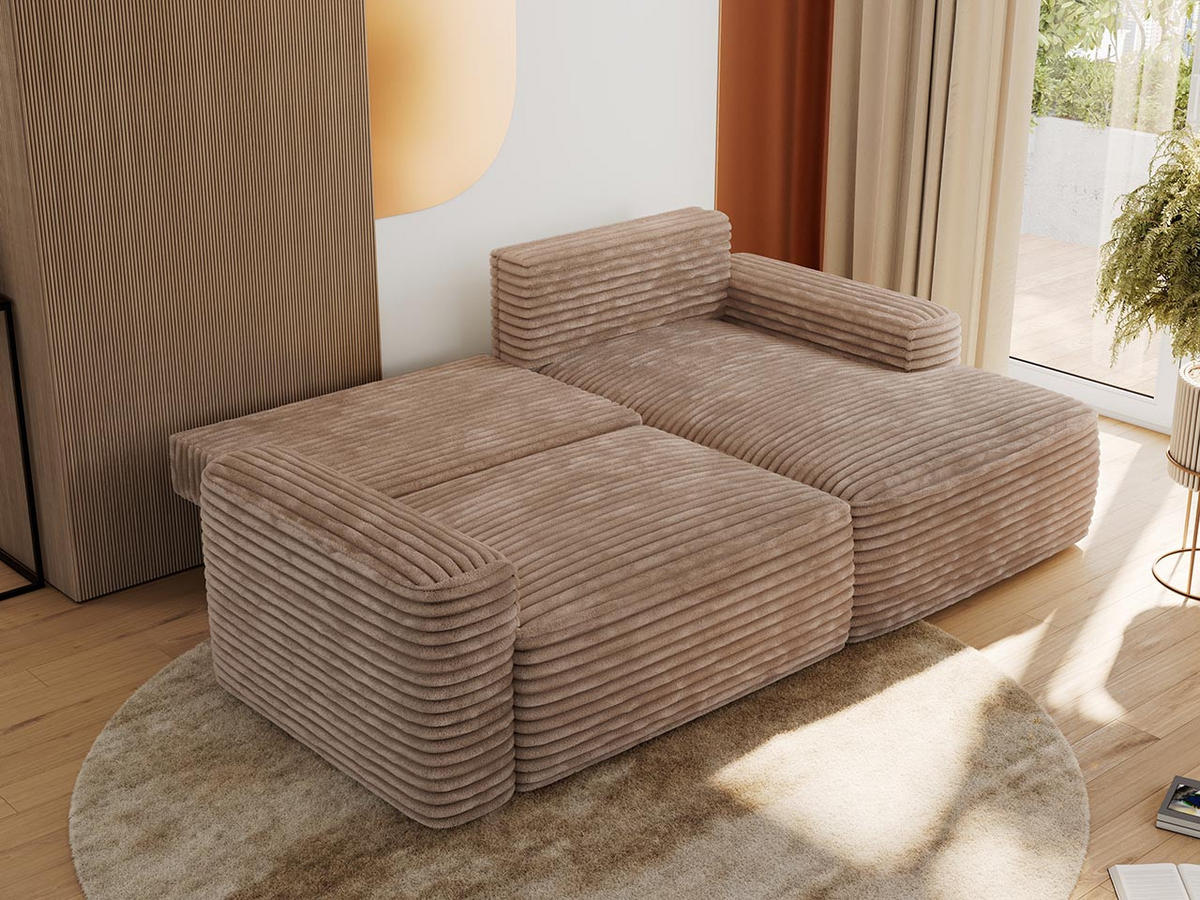 ECKSOFA BELLUNO L Braun Cord - Rechts - Schwarz/Braun, Textil (233/144cm) - MKS