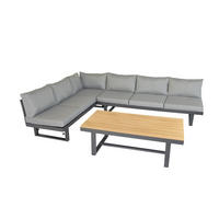 GARTENLOUNGE-SET Largo Grau Aluminium höhenverstellbarer Tisch für 6 Personen - Grau, Kunststoff - bellavista - Home & Garden