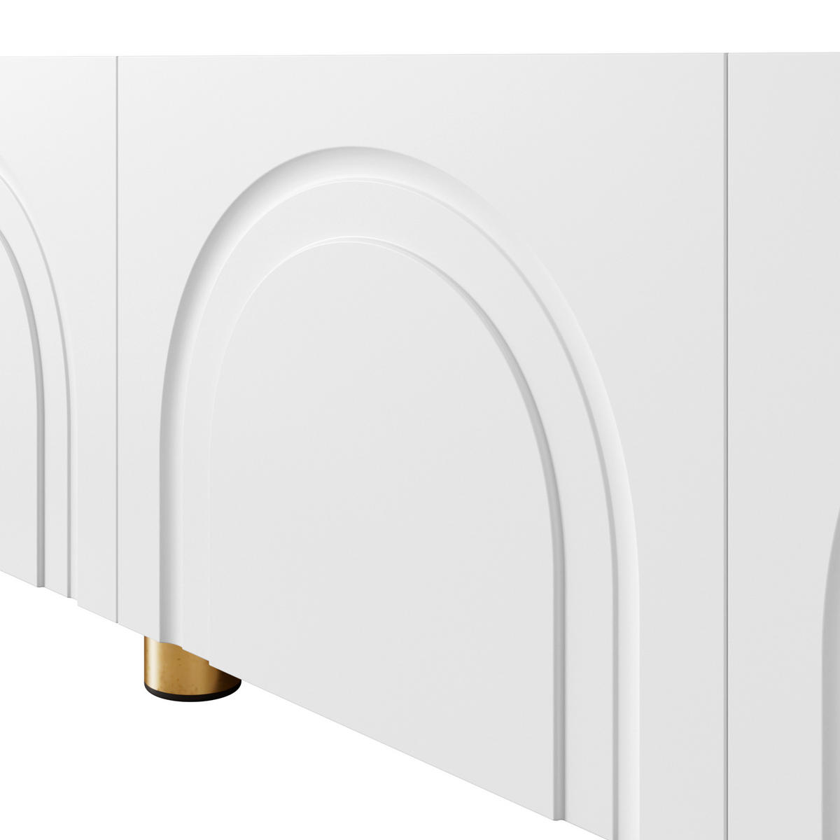 TV-SCHRANK Lowboard 4 Türen Bogenrelief Metallfüße - Weiß, Holzwerkstoff (35/40/180cm) - FLIEKS