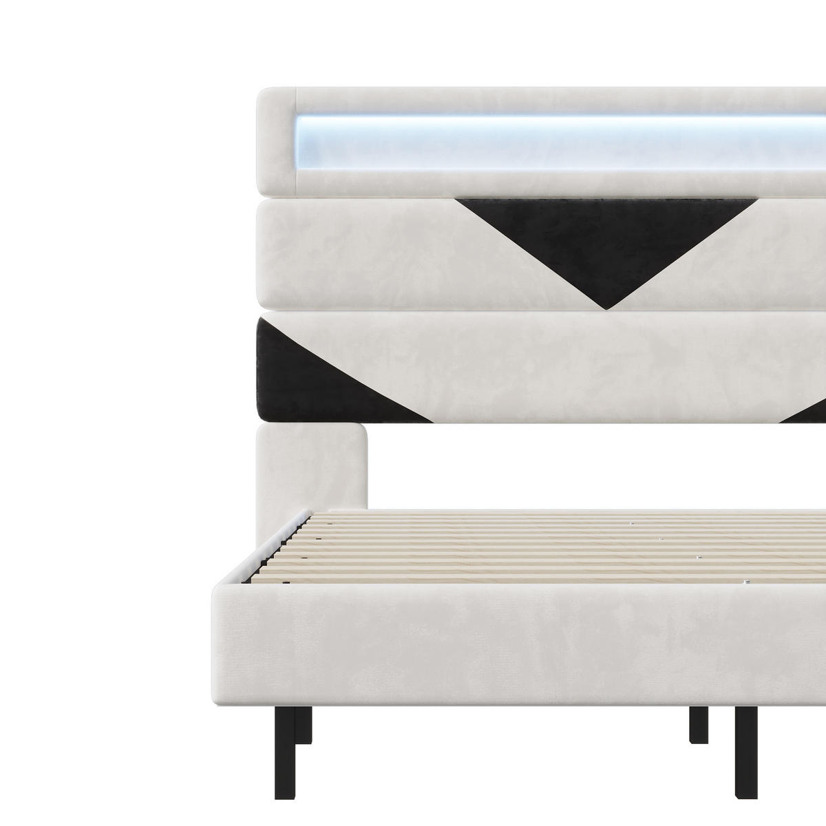 POLSTERBETT 140x190 cm schwebend LED USB Lattenrost Samt weiß - Weiß, Holz (140/190cm) - LEBENLANG