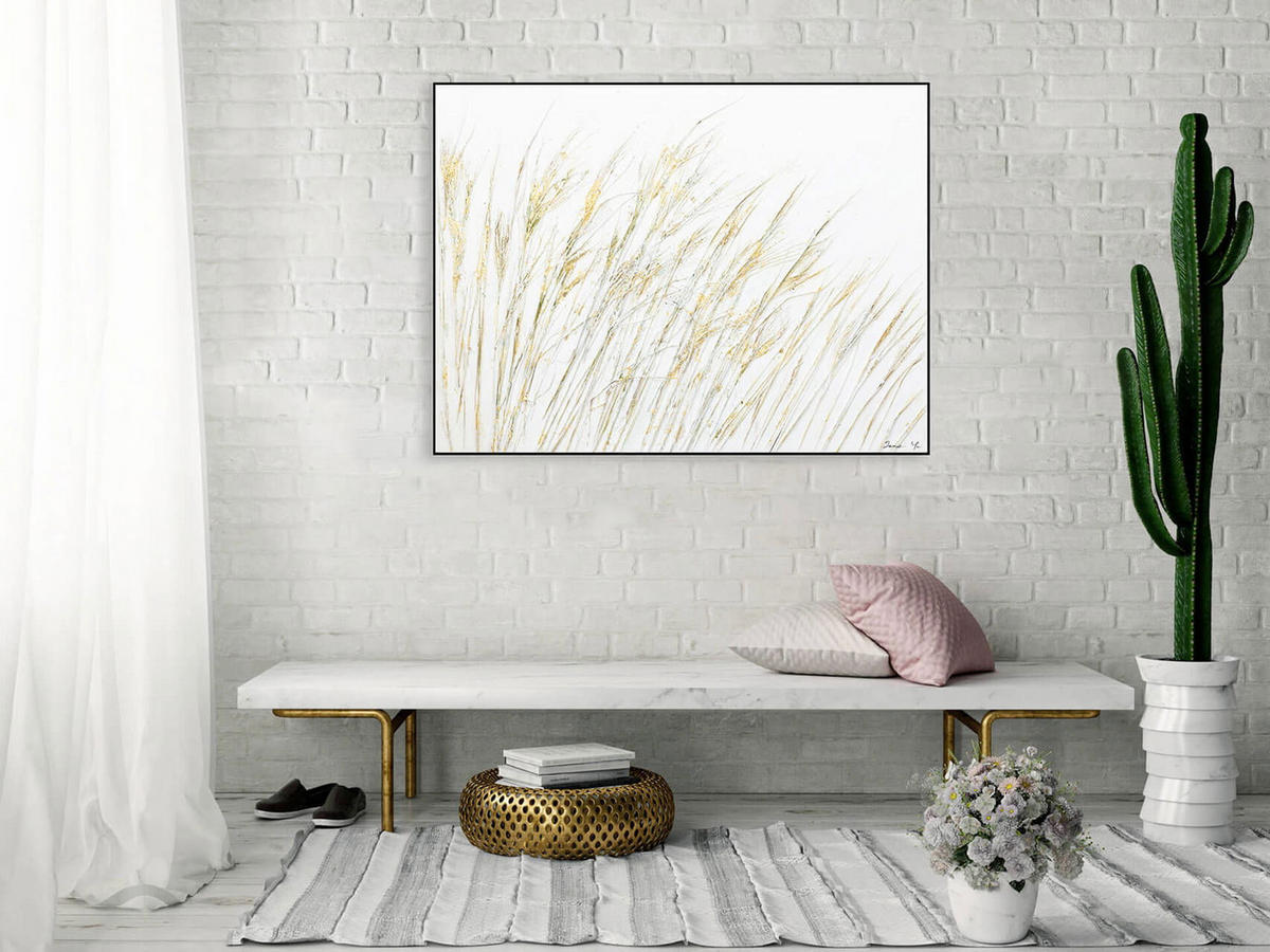 ACRYLBILD HANDGEMALT 100/75 cm - Beige, Holz/Textil (100/75cm) - KUNSTLOFT