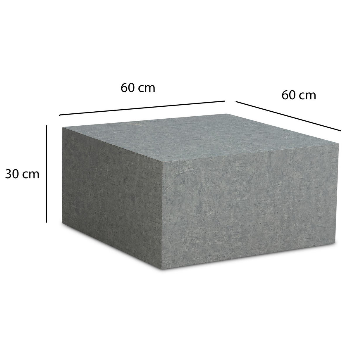 COUCHTISCH Würfelform in Beton-Optik – minimalistisches Design, Grau 60x60x30 cm - Grau, Holzwerkstoff (60/60/30cm) - KADIMA DESIGN