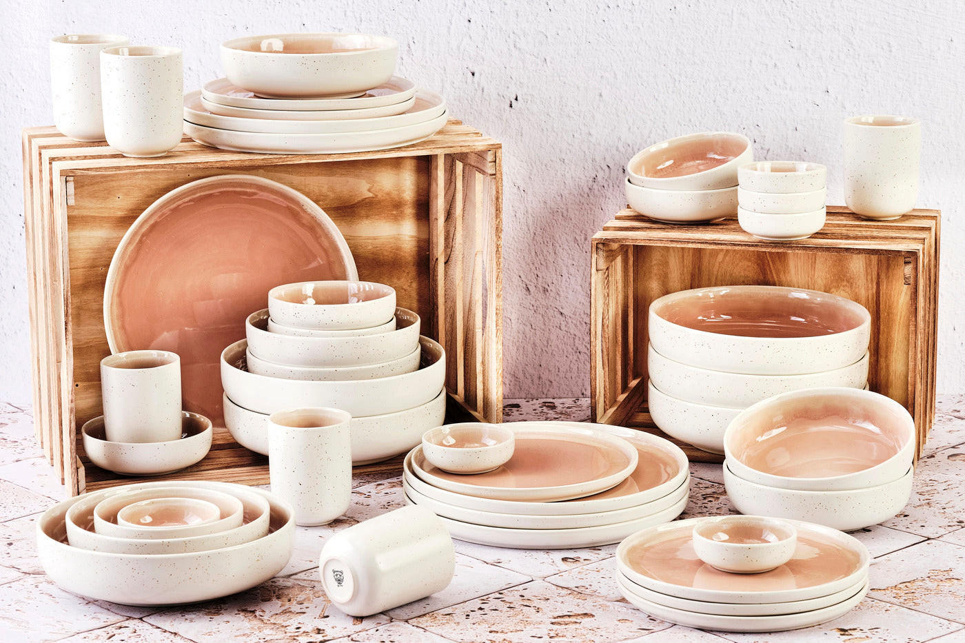 KOMPLETTSERVICE Oxygen - 42er-Set -Puderrosa - Pink, Keramik (1/1/1cm) - Björn