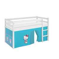 HOCHBETT Jelle mit HELLO KITTY Vorhang - Kinderbett - Weiß, Holz - Lilokids