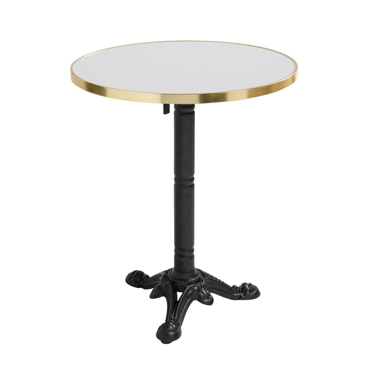 TISCHPLATTE runder 60 cm, Weiß - Weiß Hochglanz/Goldfarben, Metall (60/2.5/60cm) - Oviala