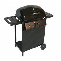 GASGRILL Cammi 2-flammig Schwarz Stahl Grillwagen Piezo Zündung 2 Ablagen - Schwarz, Metall (50/99/100cm) - DELUKE