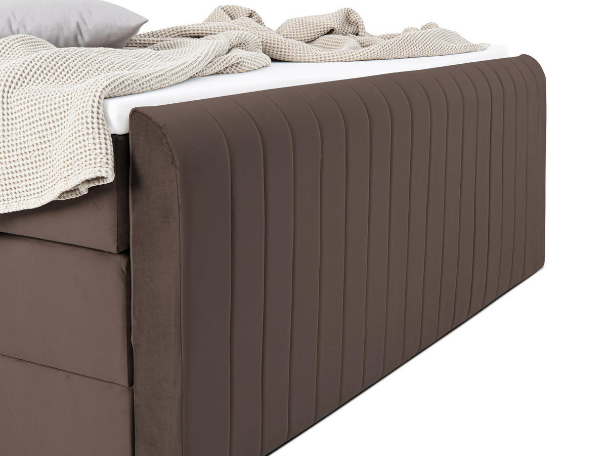 BOXSPRINGBETT FLY beige 160/200 cm H2/H3 Samt - Beige, Textil (160/200cm) - wonello