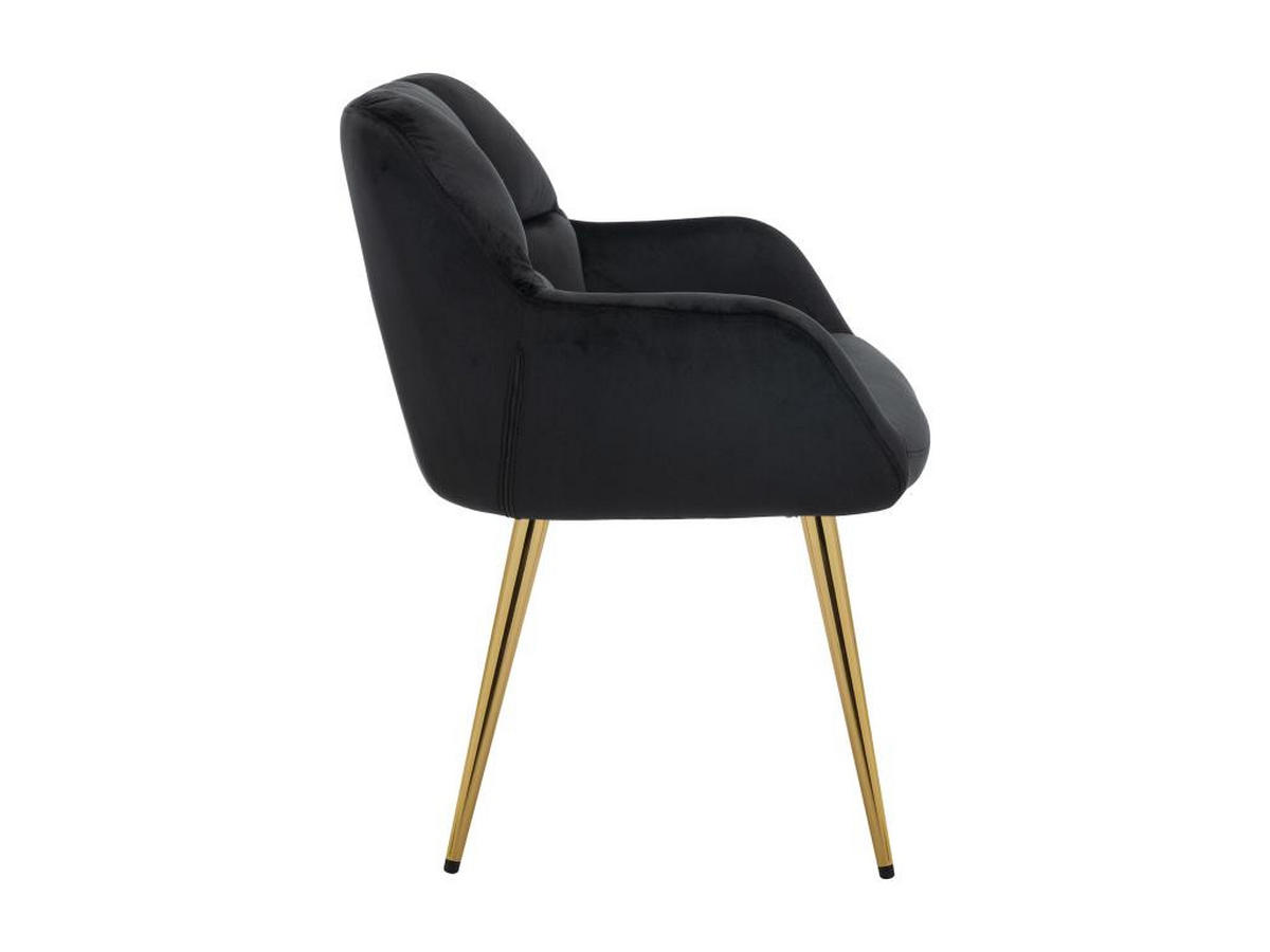 STUHL mit Armlehnen 6er-Set - Samt & goldfarbenes Metall - Schwarz - PEGA - Schwarz, Textil (62/78/58.5cm) - Pascal Morabito