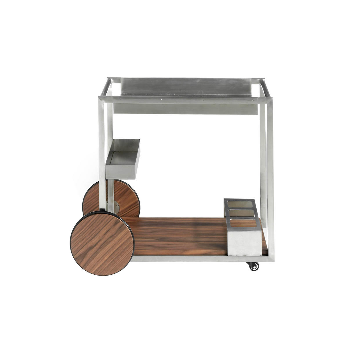 BARSCHRANK Walnuss Stahl 91/38/74 cm - Edelstahlfarben/Walnussfarben, Metall (91/74/38cm) - ANGEL CERDA