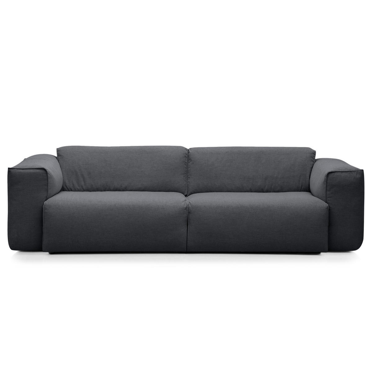 3-SITZER SOFA - Schwarz/Grau, Kunststoff/Textil (251/71/102cm) - home24