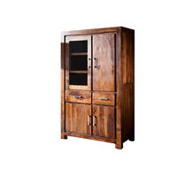 VITRINE Sheesham 90x45x148 braun lackiert METRO LIFE #103 - Braun, Holz (90/148/45cm) - Massivmoebel24