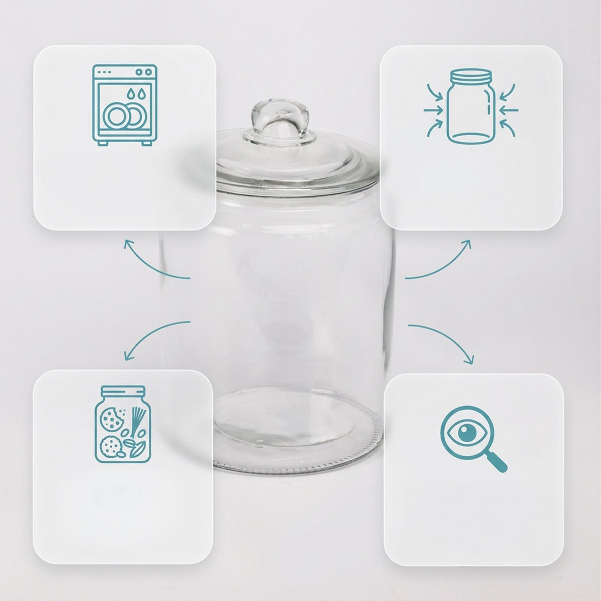 SKLENICE na potraviny - průhledná, sklo (18/26/18cm) - Relaxdays