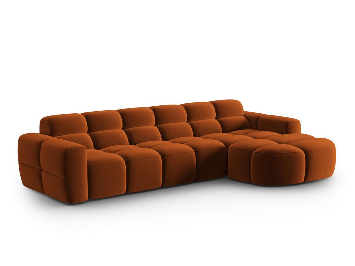 ECKSOFA rechts Lisa aus Samt terrakotta 4 Sitzplätze - Terracotta, Textil (170/310cm) - Micadoni