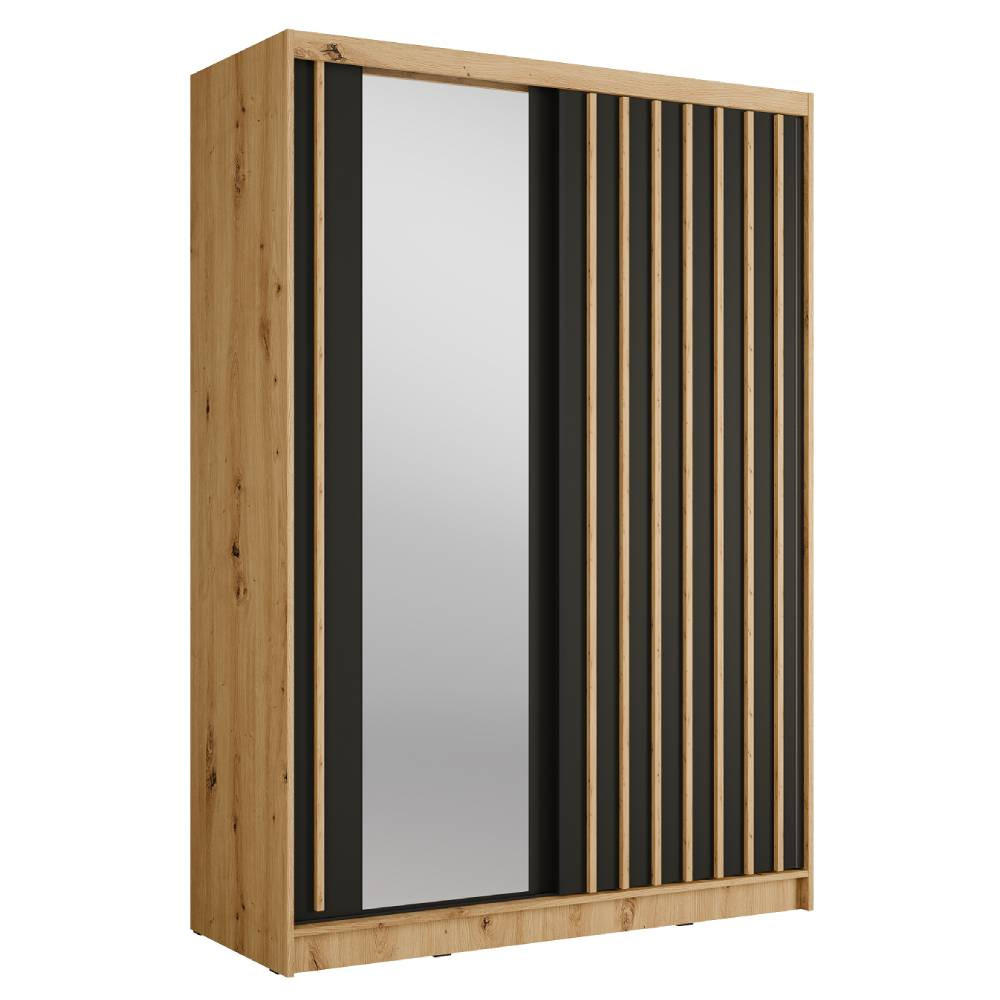SCHIEBETÜRENSCHRANK ALUNA 10 - 155/215/62 cm 2-Türig Artisan Oak/Grau Graphite - Eiche Artisan/Grau, Holz/Holzwerkstoff (155/215/62cm)